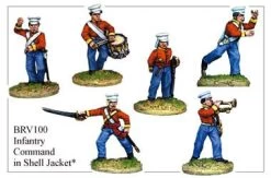 BRV100 British Infantry In Shell Jackets & Peaked Forage Caps Command