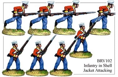 BRV102 British Infantry In Shell Jackets & Peaked Forage Caps Attacking