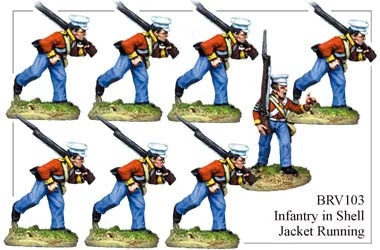 BRV103 British Infantry In Shell Jackets & Peaked Forage Caps Running