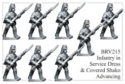 BRV215 British Infantry In Service Dress And Covered Shako Advancing