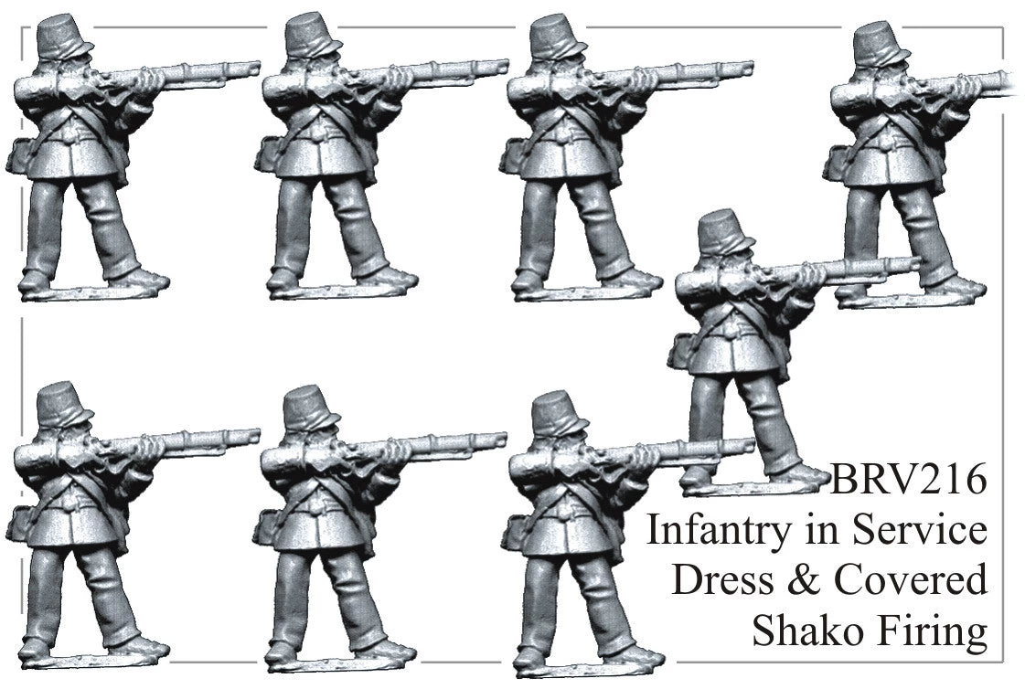 BRV216 British Infantry In Service Dress And Covered Shako Firing
