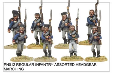 PN012 Infantry In Assorted Headgear Marching