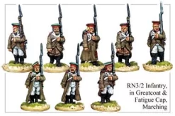 RN032 Infantry In Greatcoat And Fatigue Caps Marching